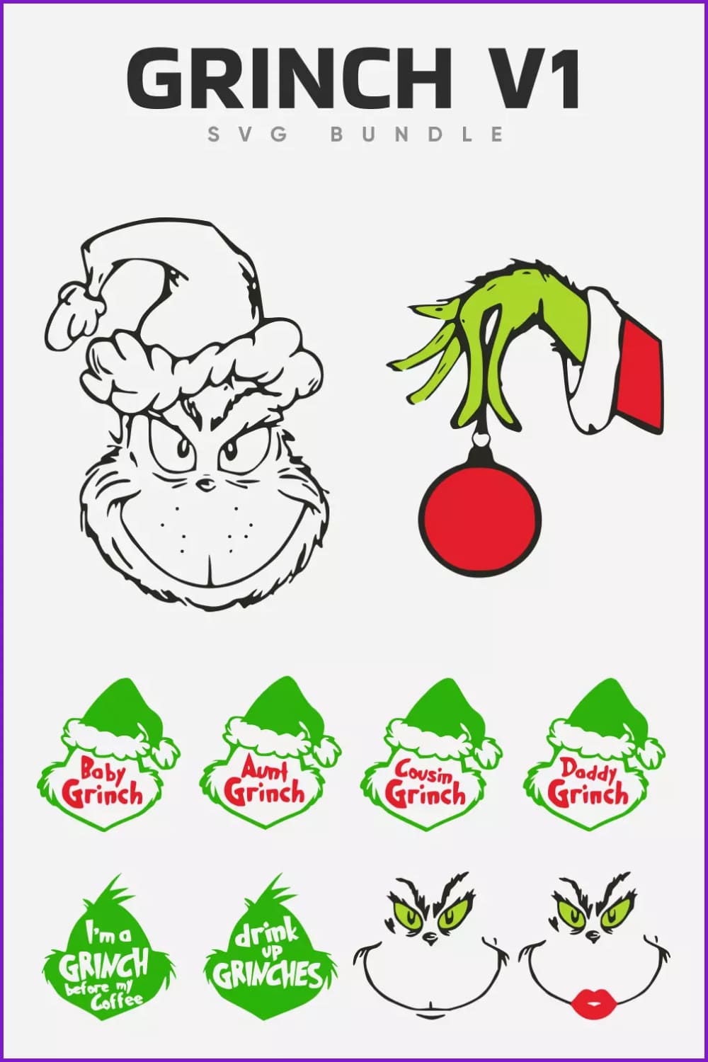 Grinch sillhouettes with signs.