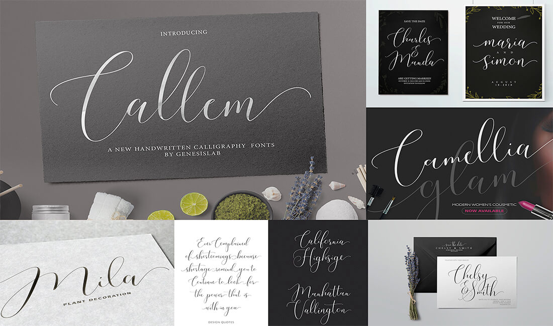 Luxury font on a matte grey background.