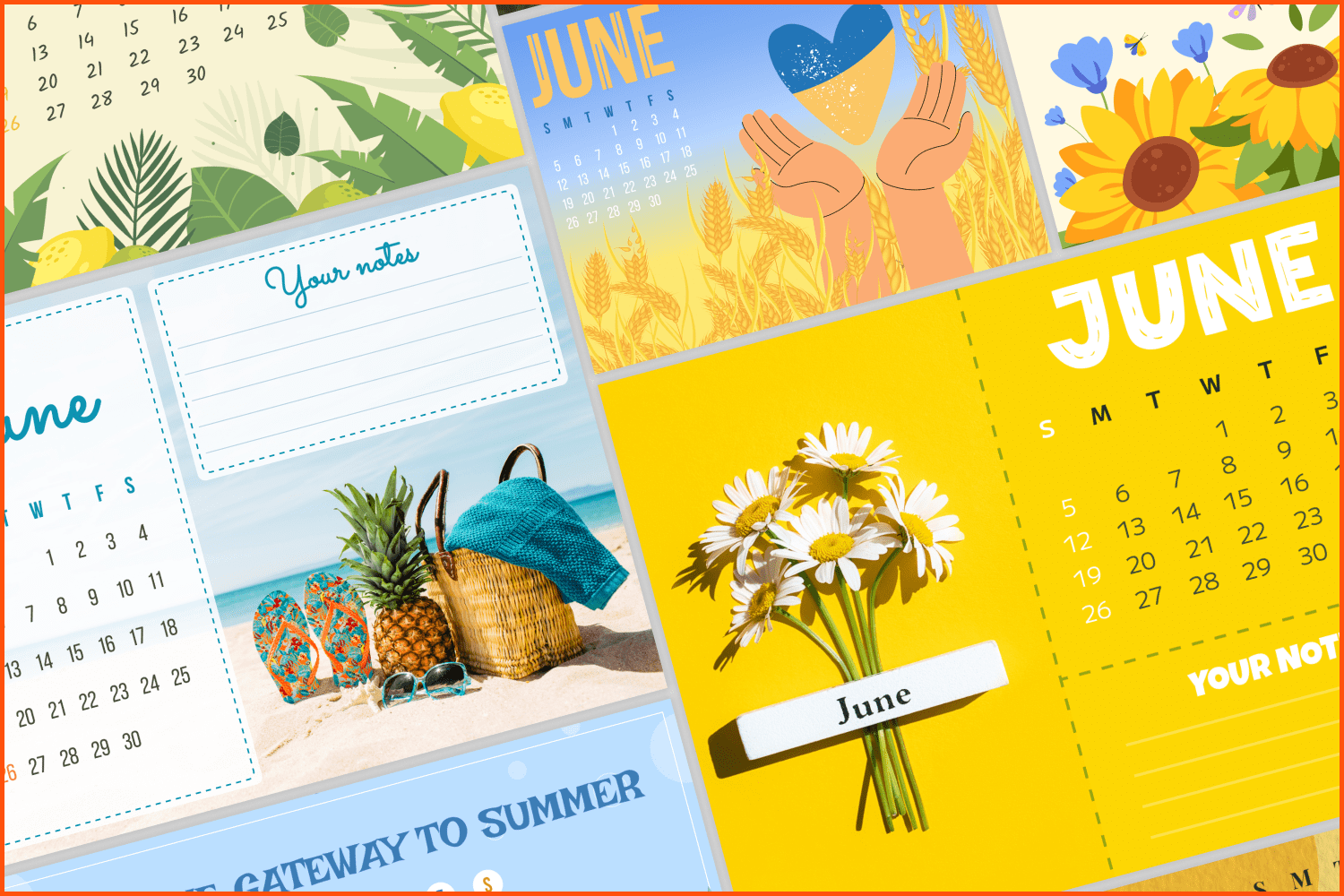 10 Free Editable June Calendars.