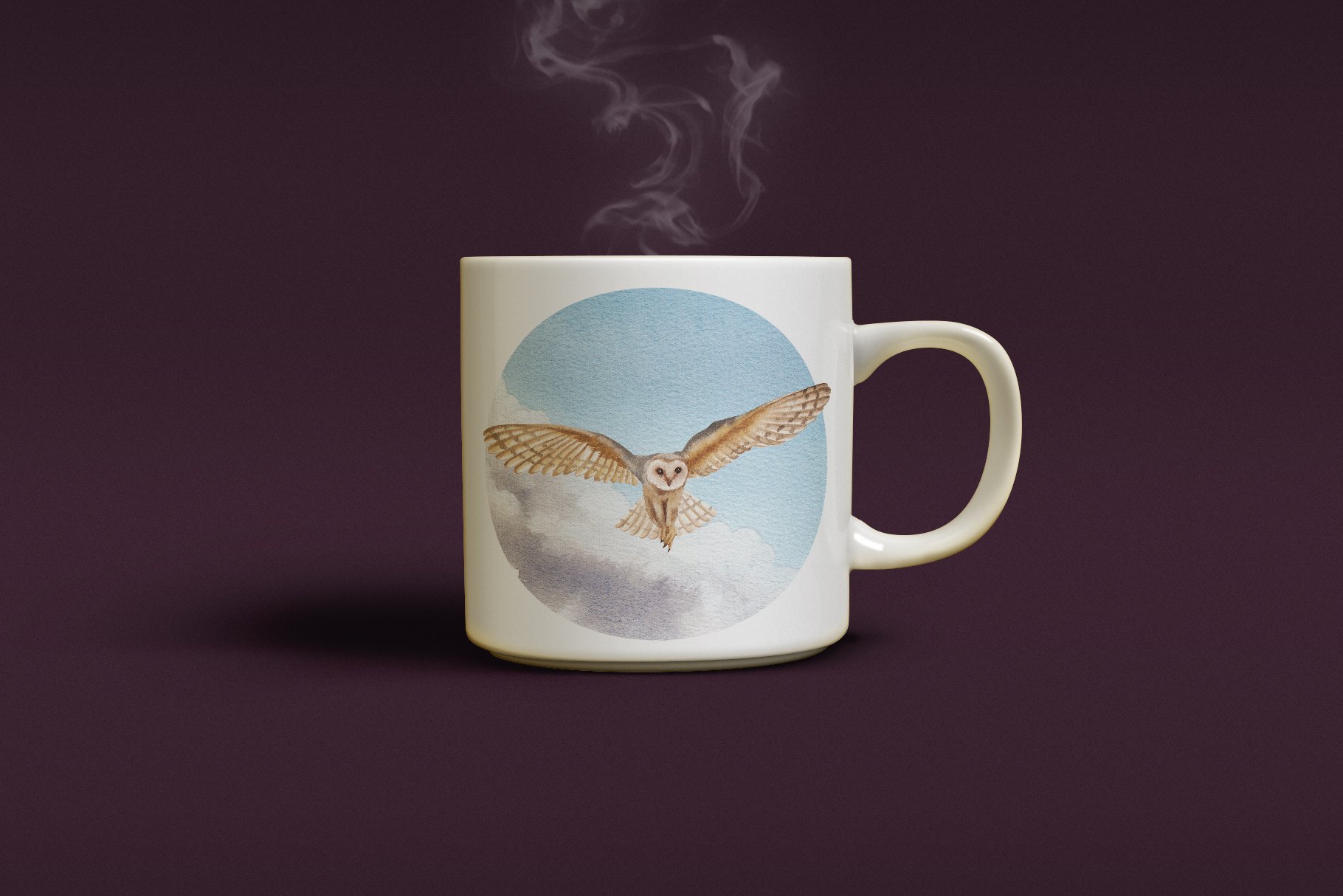 Big cup with the owls in jungle.