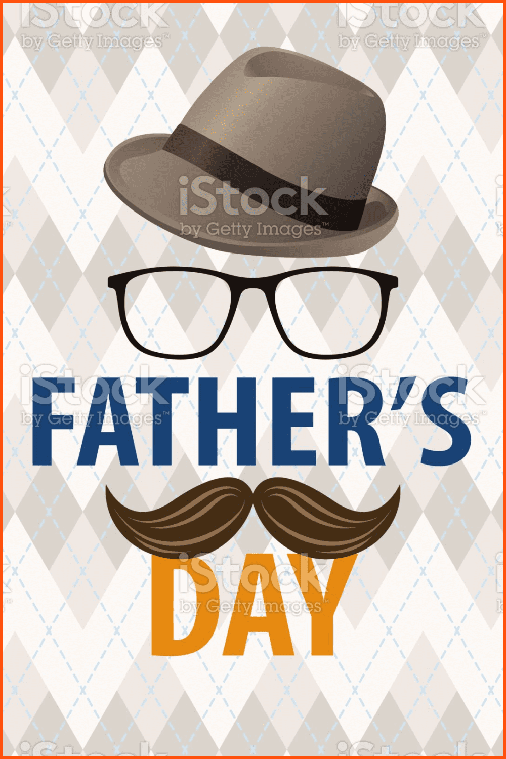 Happy Fathers Day Illustration With Mustache Tie Bow And Hat Stock