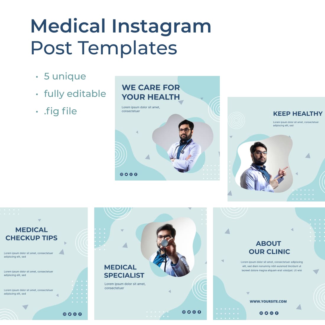 5 Medical Instagram Post Templates.