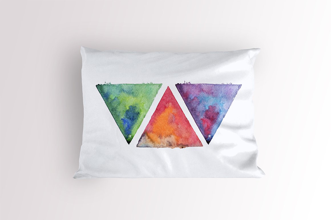 White modern pillow with the geometric shapes.