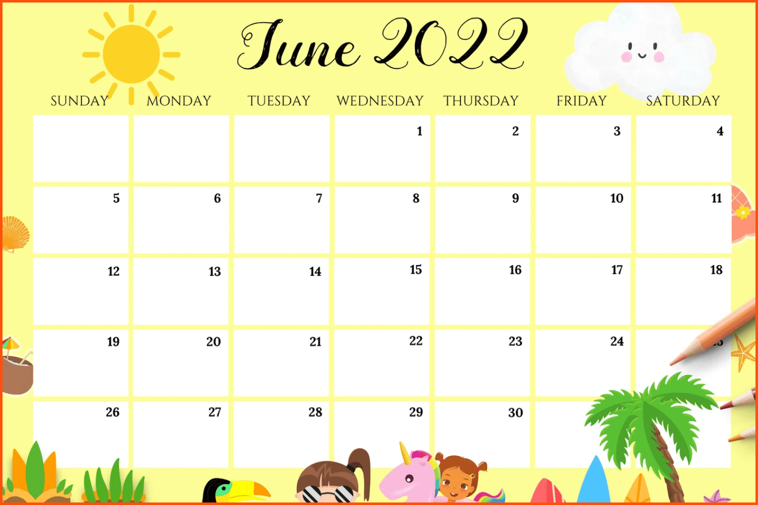 EDITABLE June 2022 Calendar.