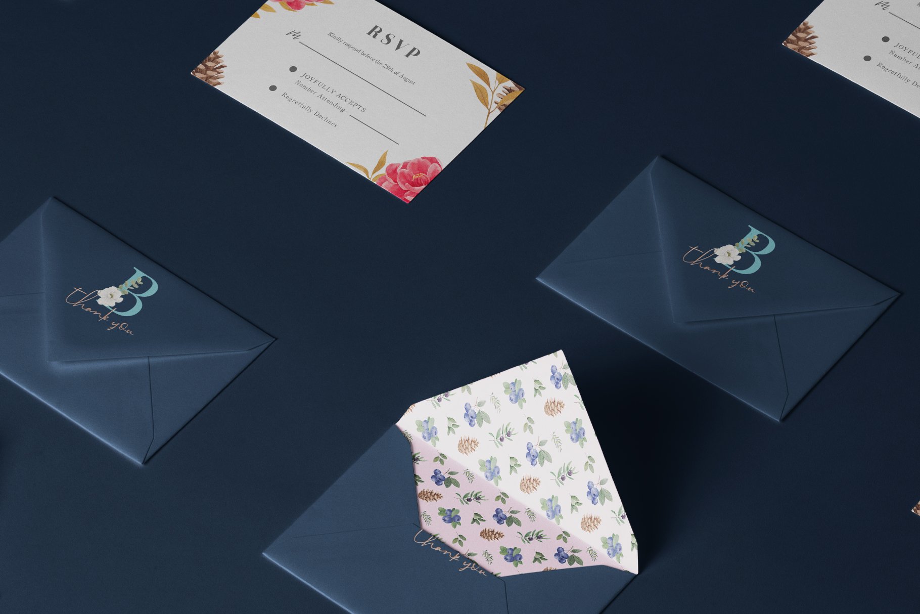 Winter florals mood business cards.