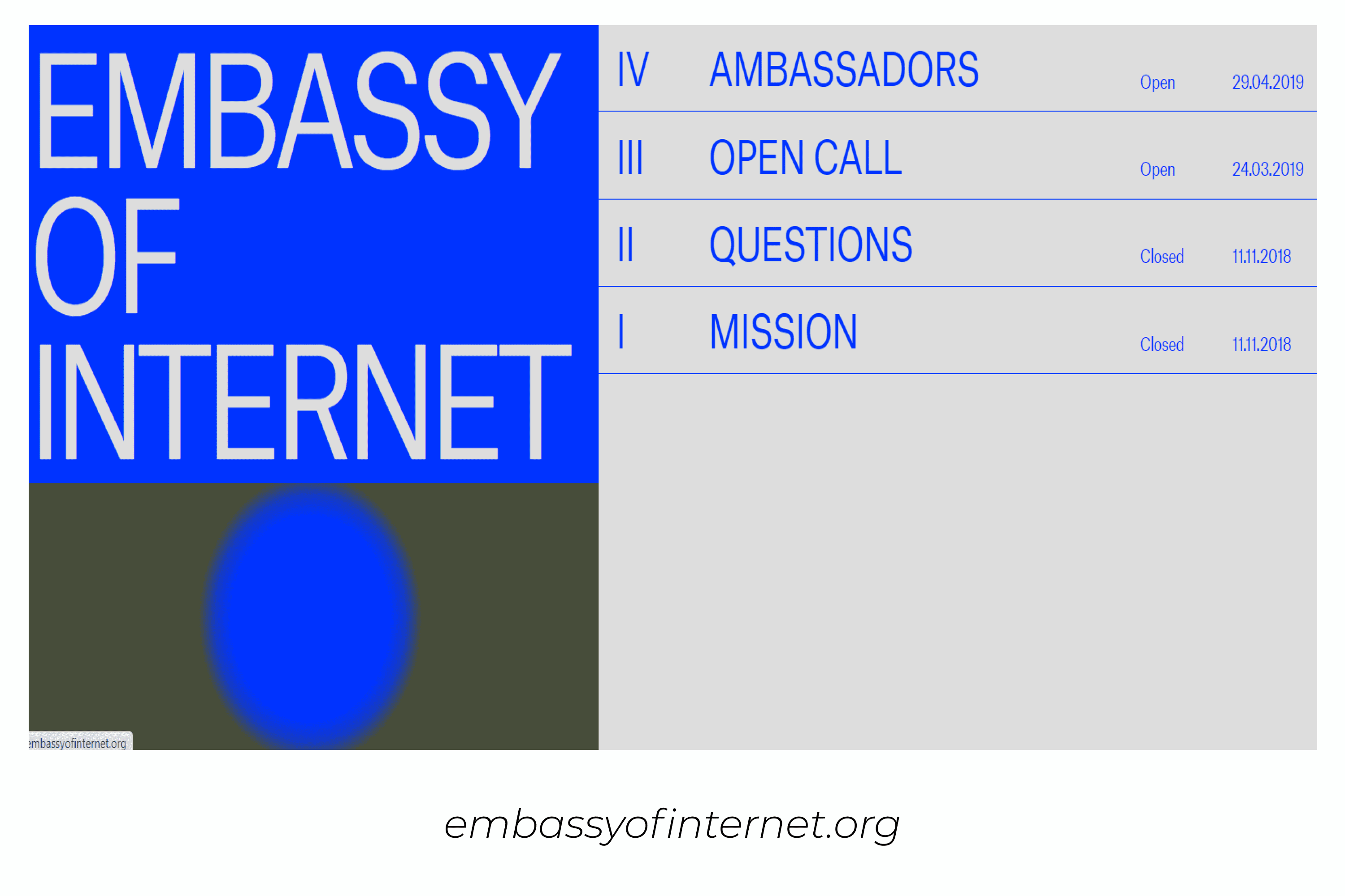 Main page of Embassy of Internet.