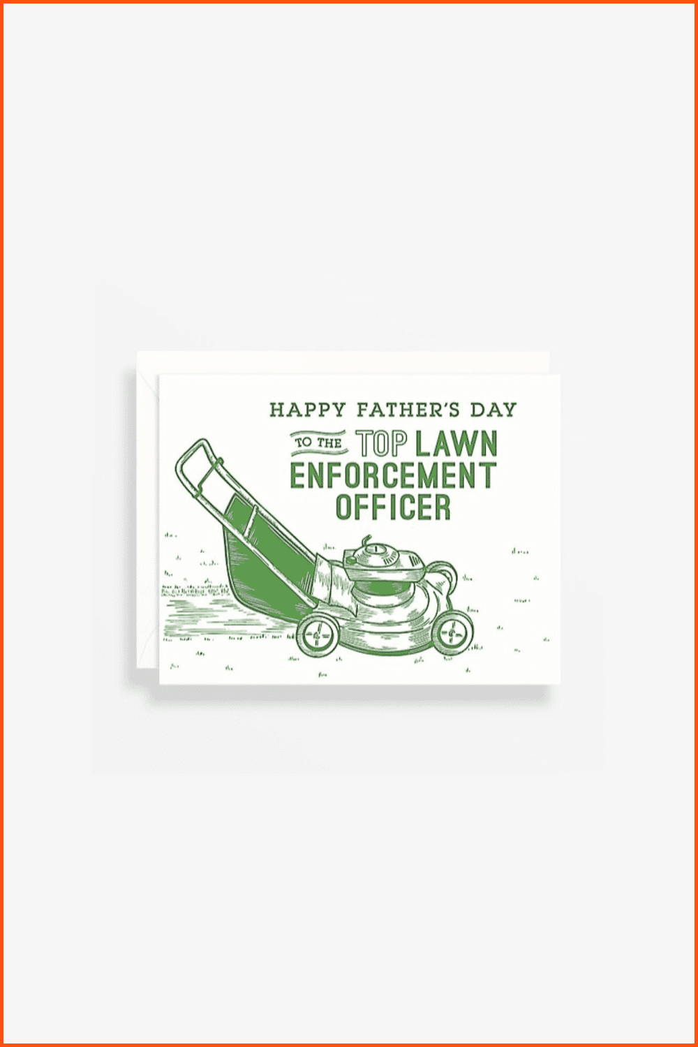 Green colored post card with Lawn Enforcement text.