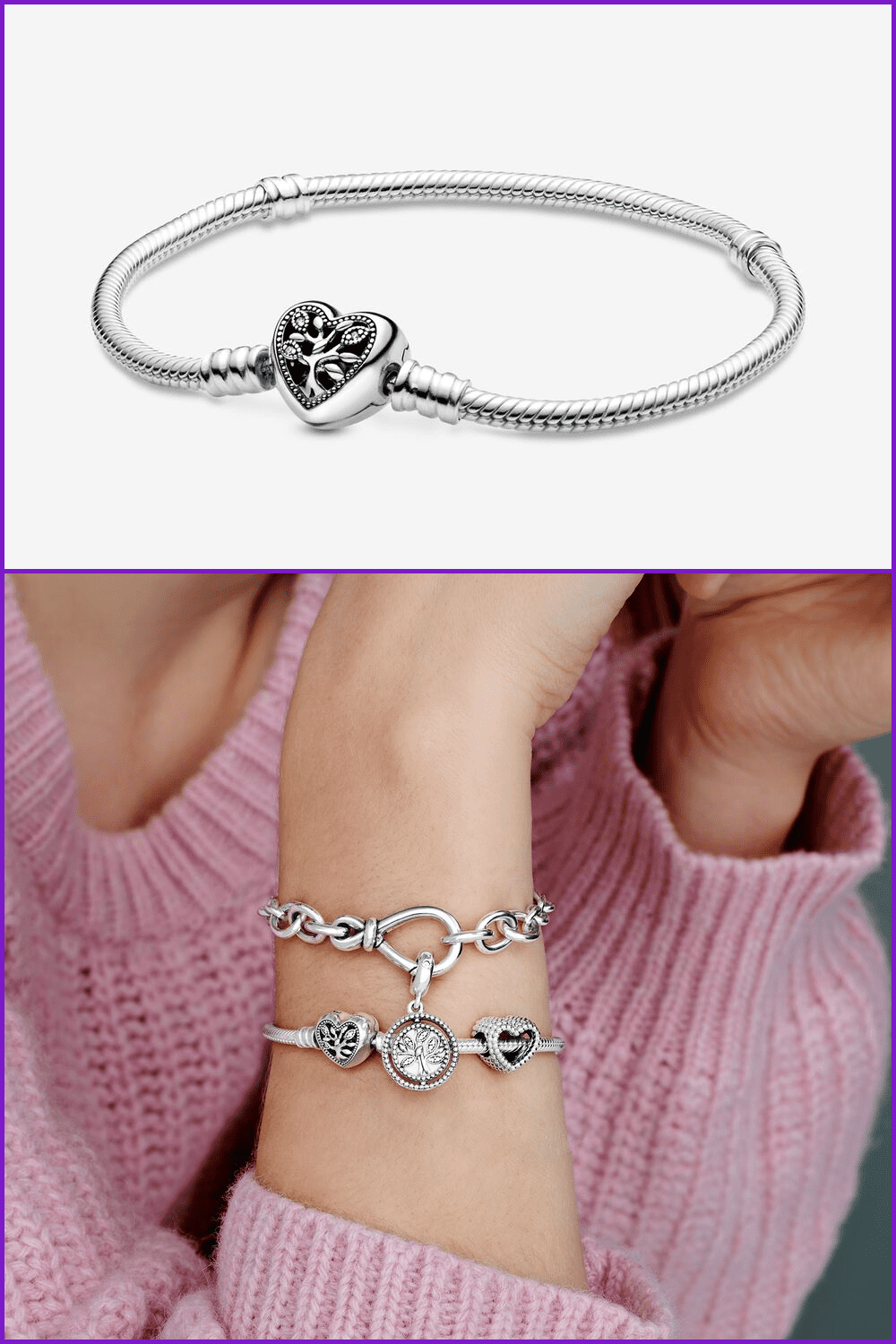 Pandora bracelet with a heart.