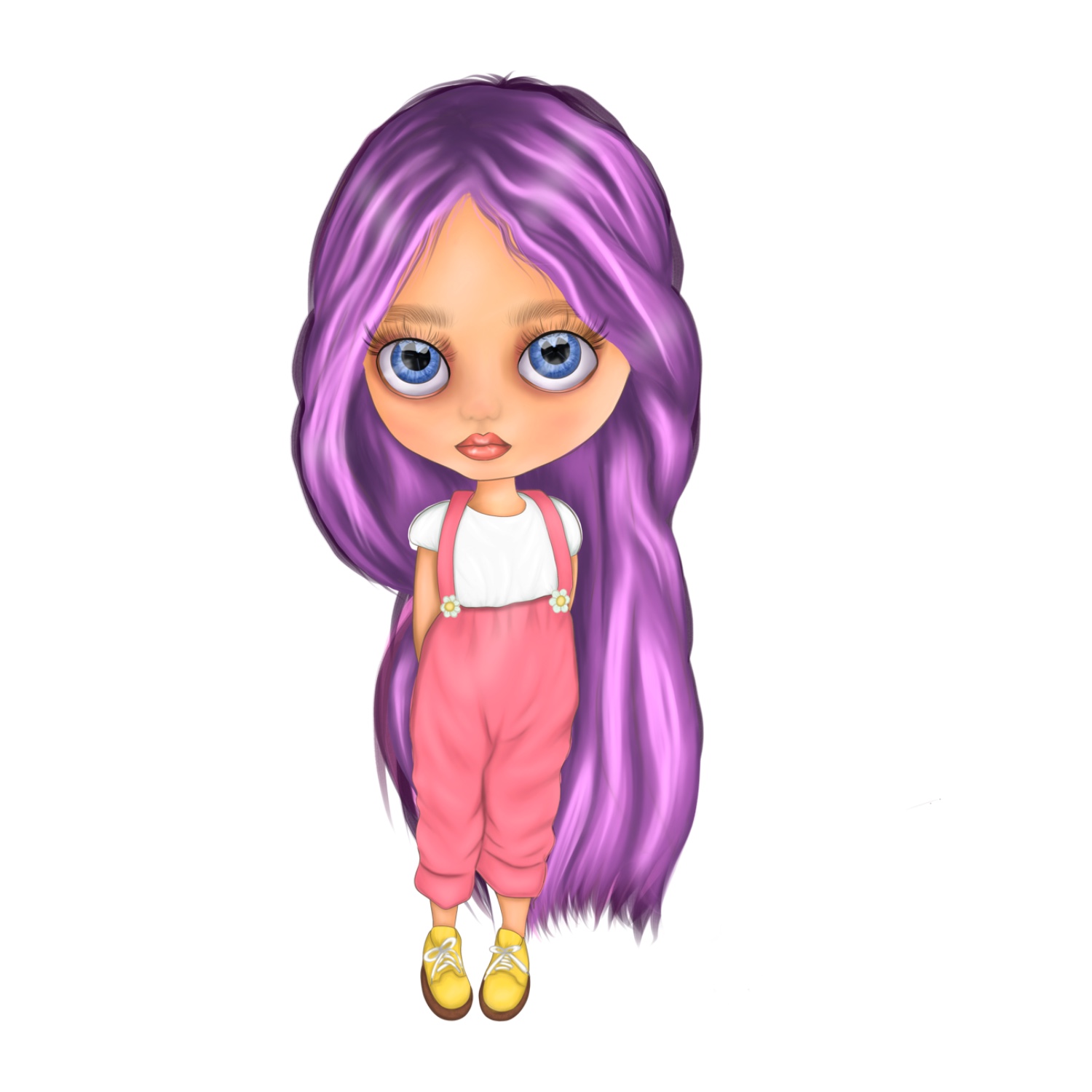 Drawing of a Girl PNG purple hear.