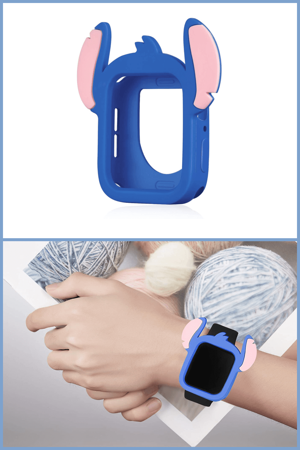 Funny deep blue cover with ears for Apple Watches.