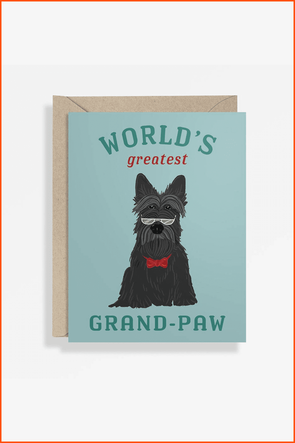 Cute post card with grey dog in the glasses.