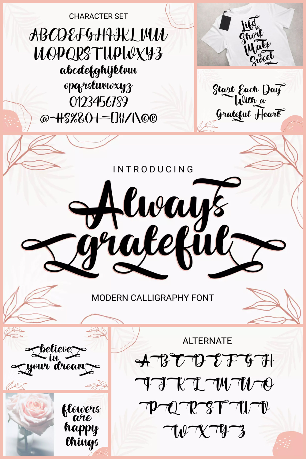 Collage with examples of modern calligraphic font.
