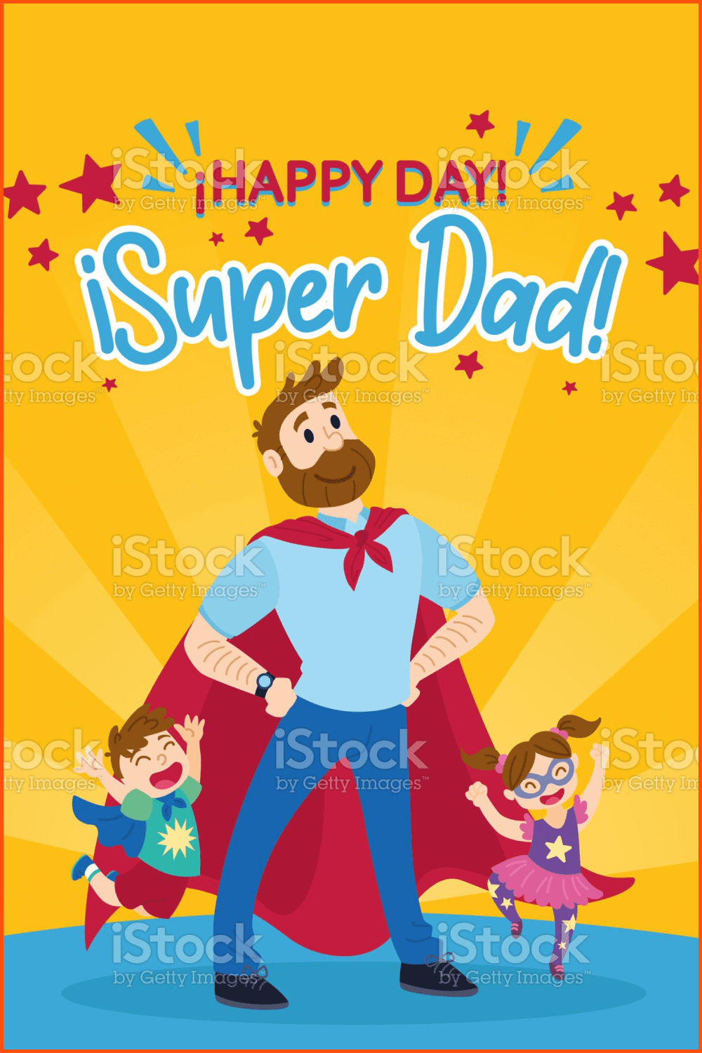 Super dad with son and daughter.