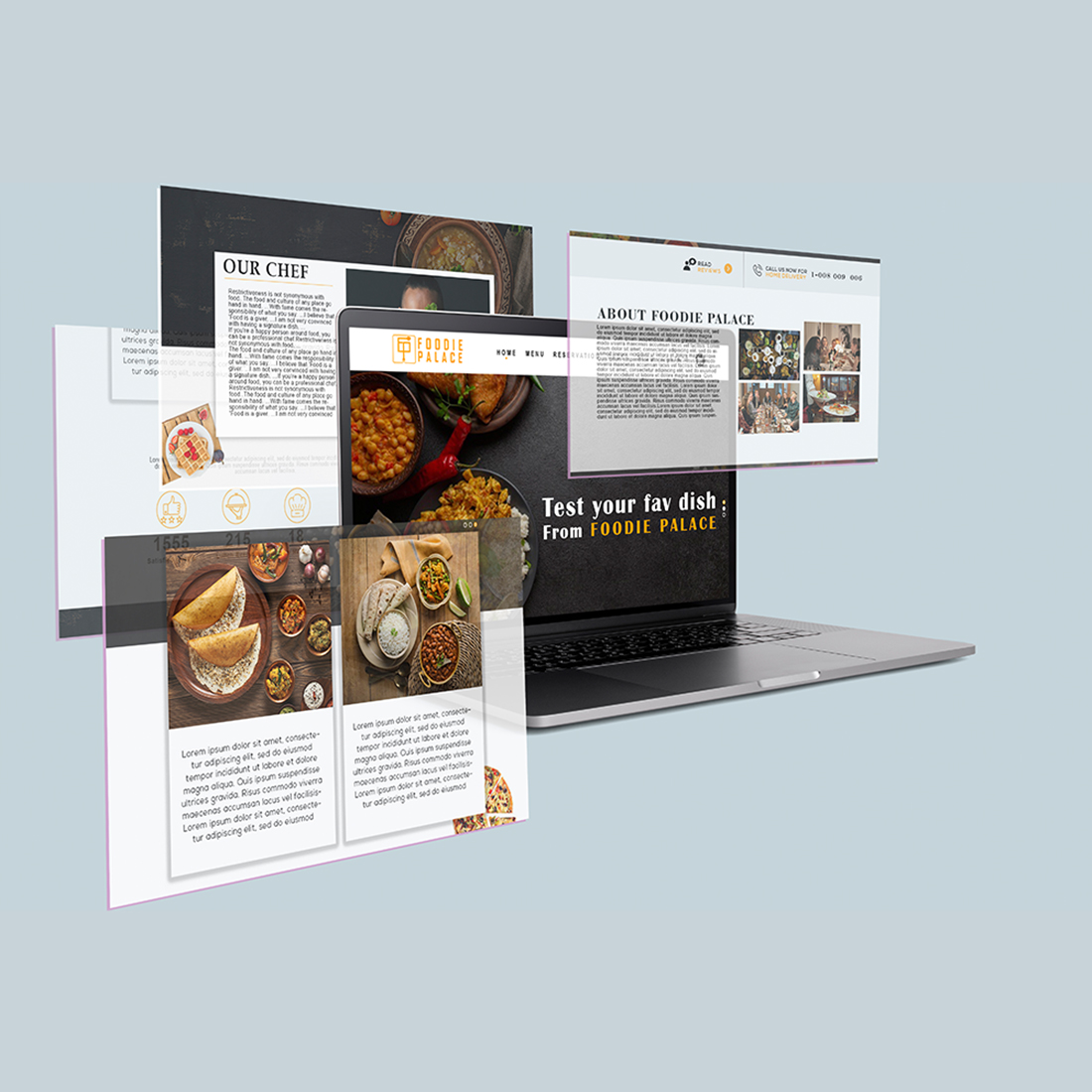 Food Website Landing Page previews.