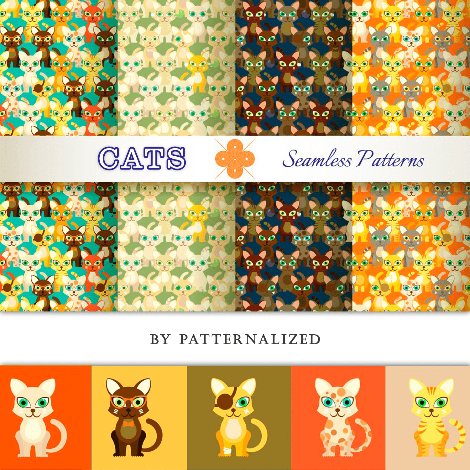 Seamless patterns with cats cover.