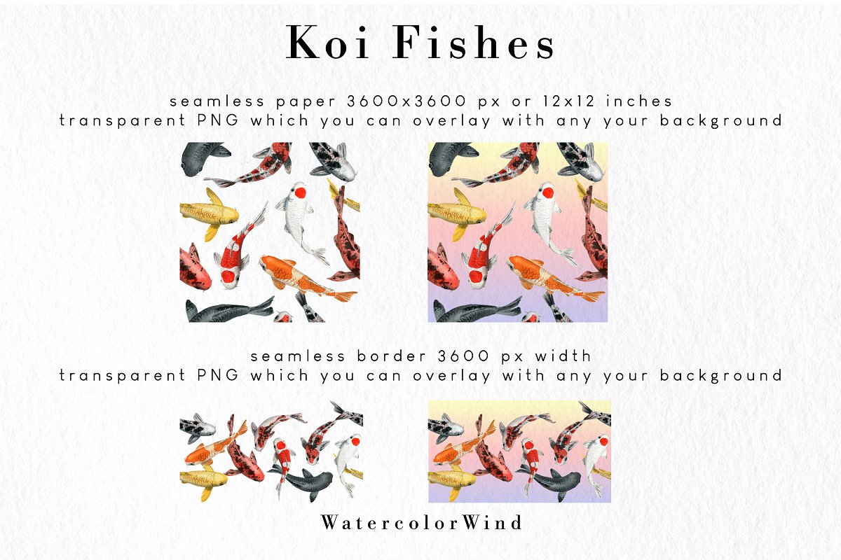 Koi Fishes - diverse of colorful patterns for your creative projects.