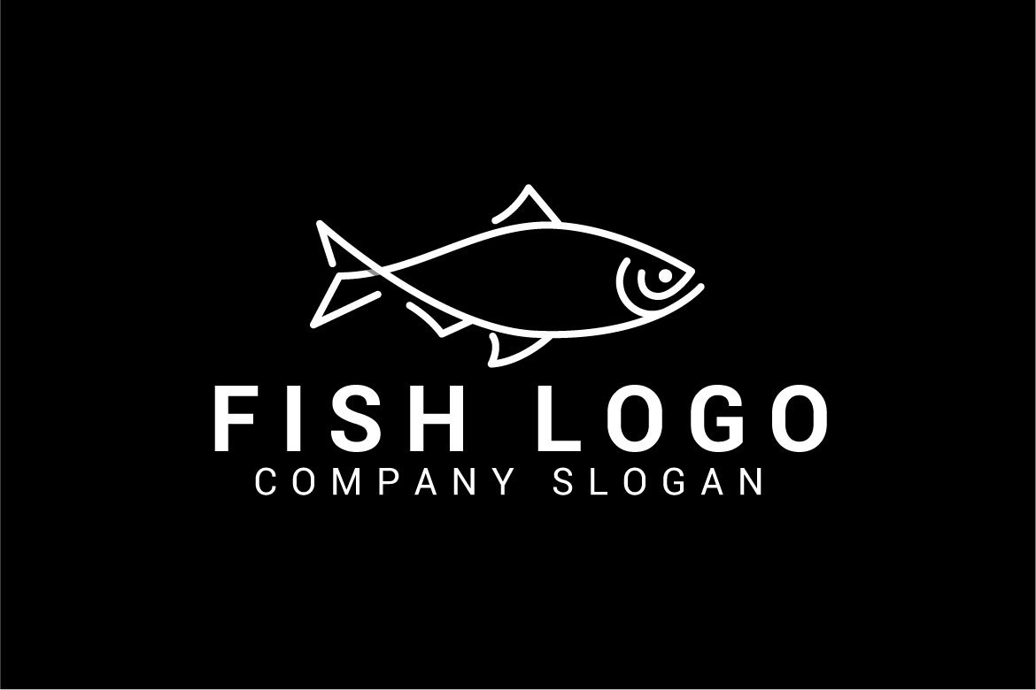 A black apron with a white fish logo.