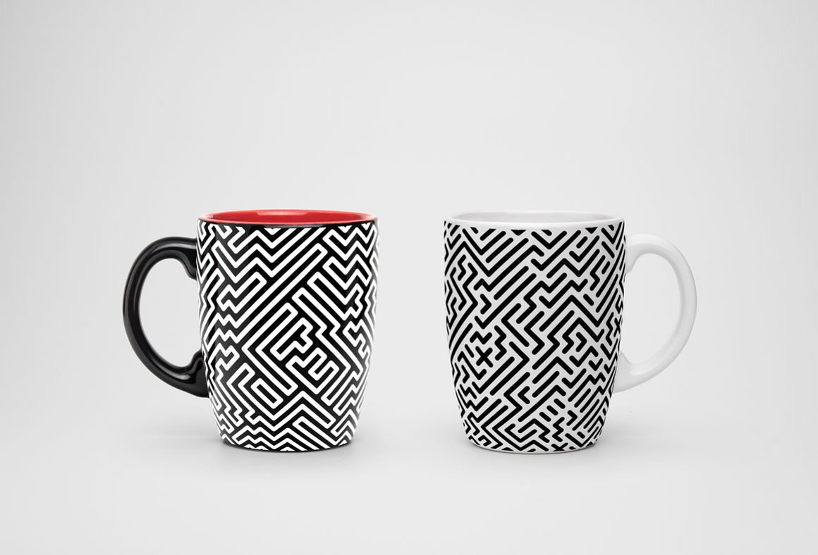 Two cups with the interesting design.