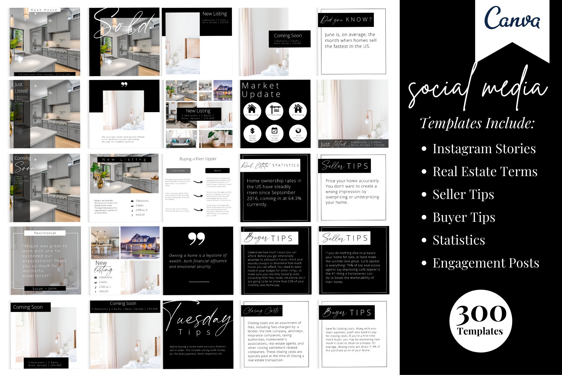 Black and white real estate template.