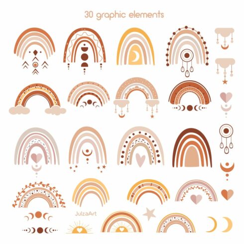 Boho rainbow clipart, Bohemian rainbows SVG PNG - MasterBundles