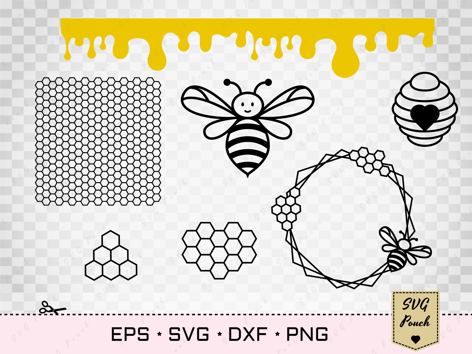 Bees and honeycombs clipart.