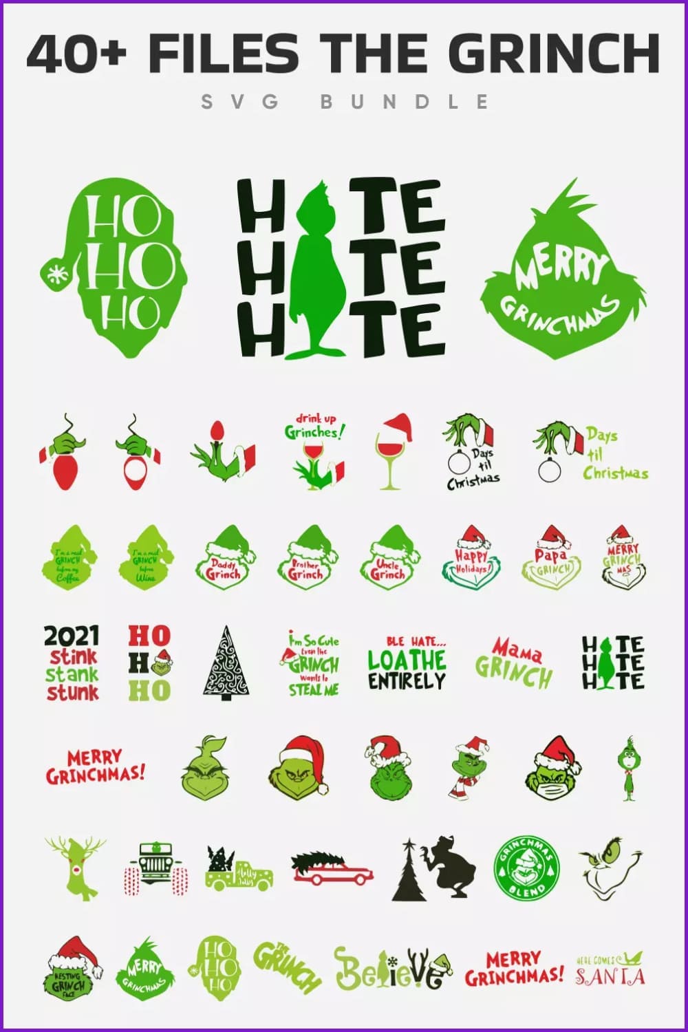 Grinch icons with signs.