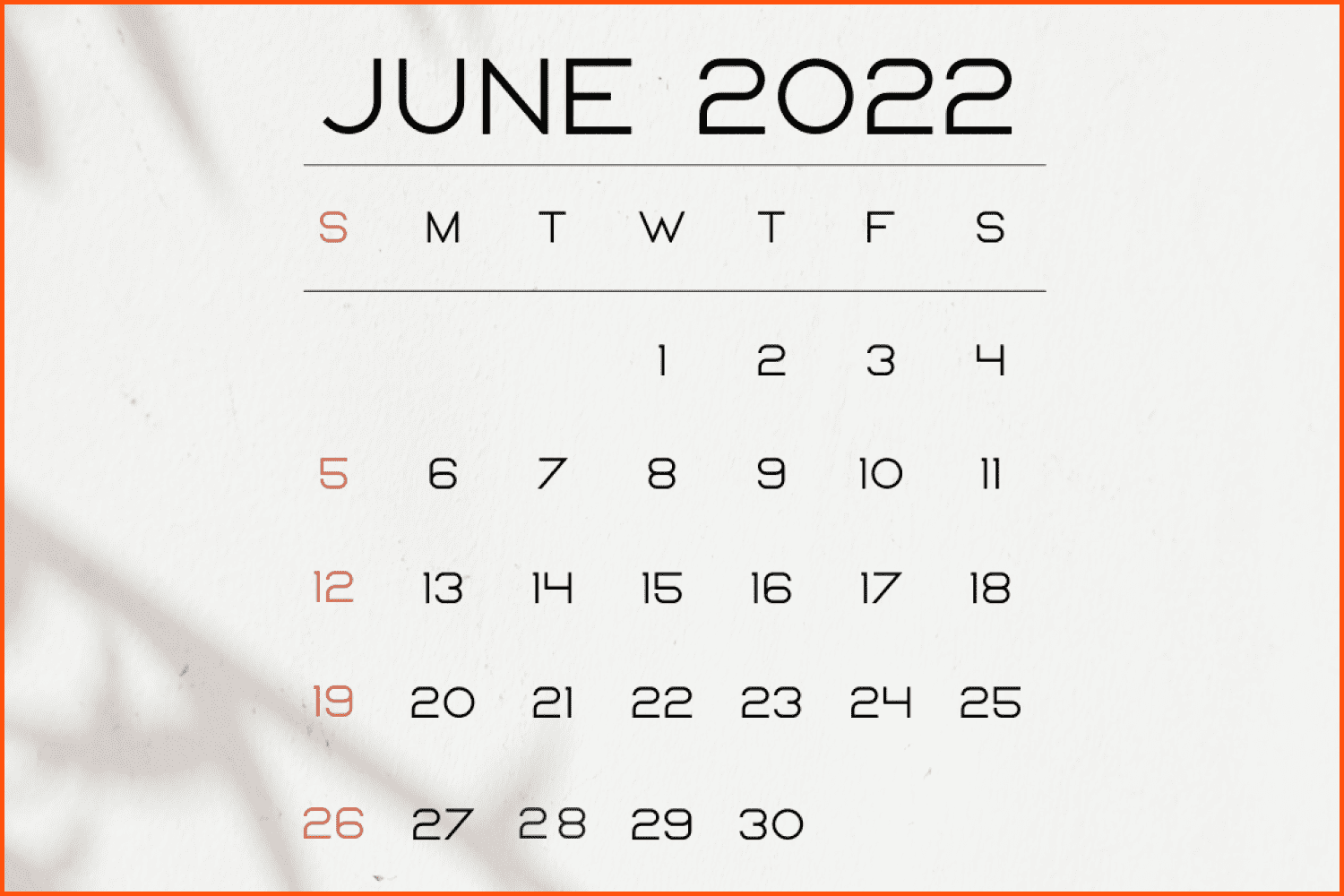 Minimalist June 2022 Calendar Instagram Story.