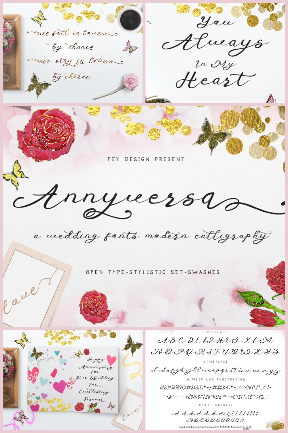 Examples of calligraphy wedding cards.