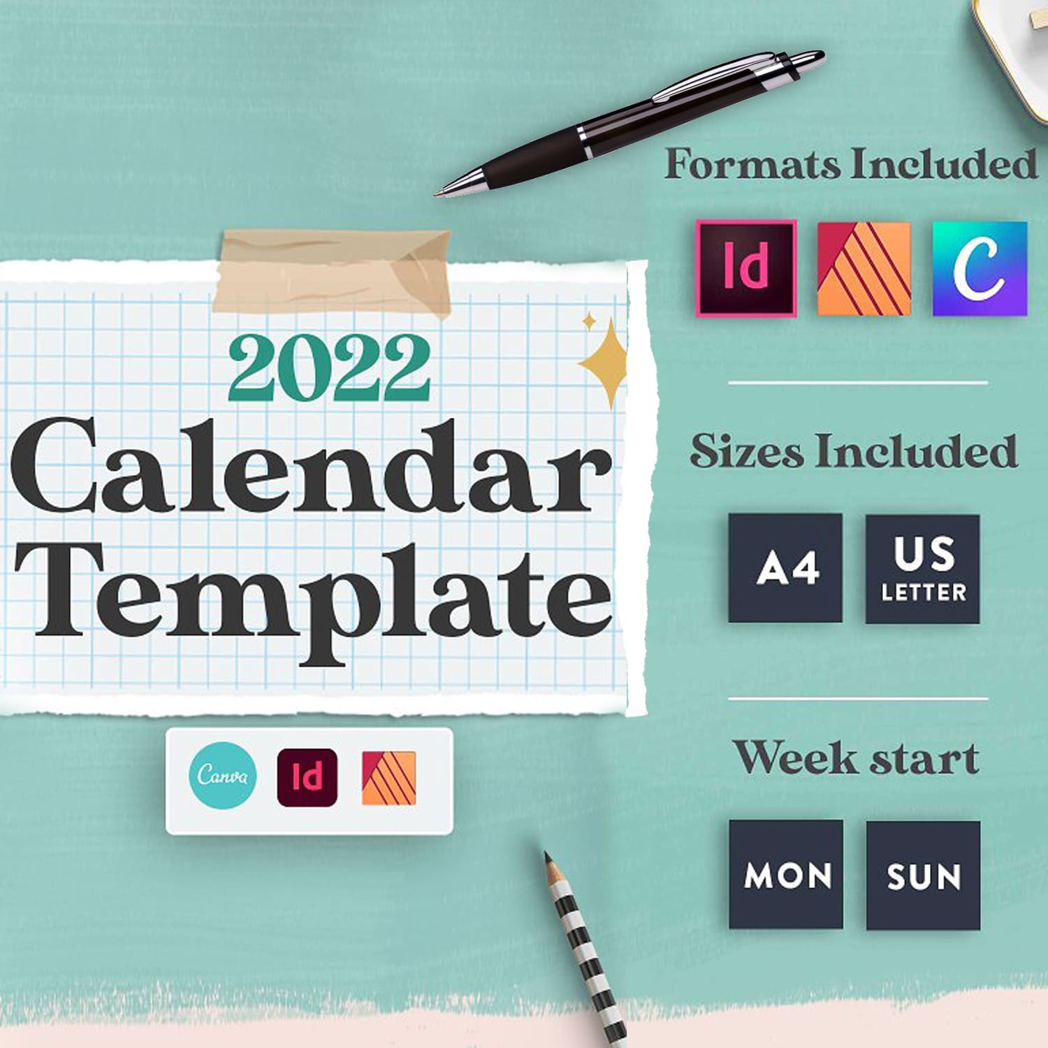 2022 Calendar Template Canva cover.