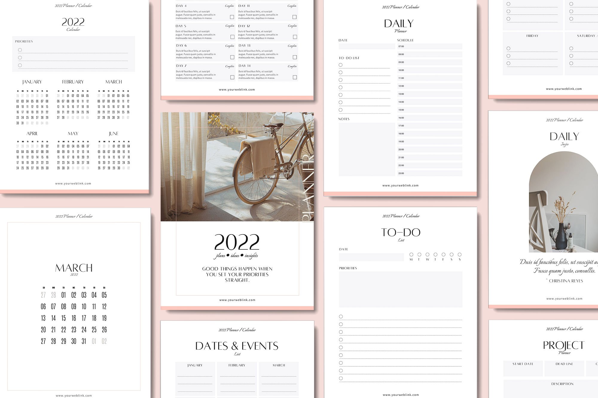 Light pink template for planner.