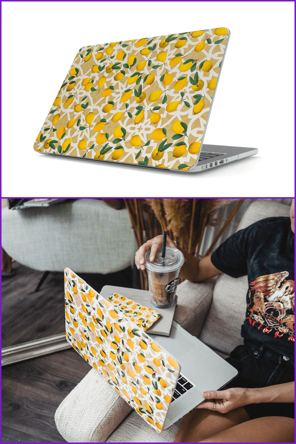 MacBook Air 13 case with lemon patterns.