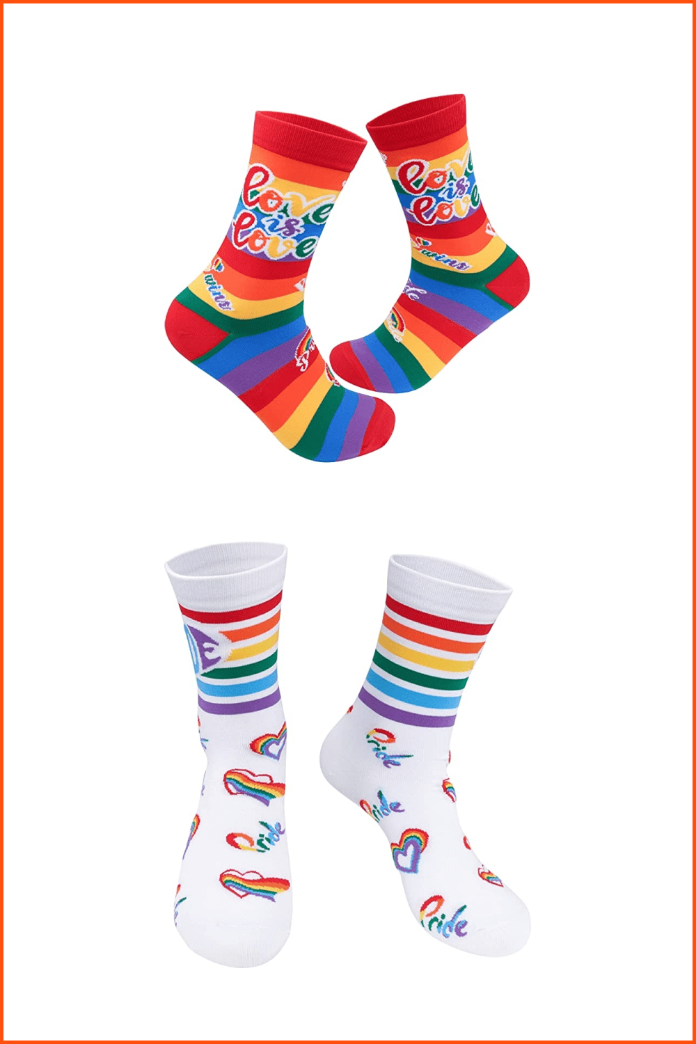 Pride-themed socks with rainbow.