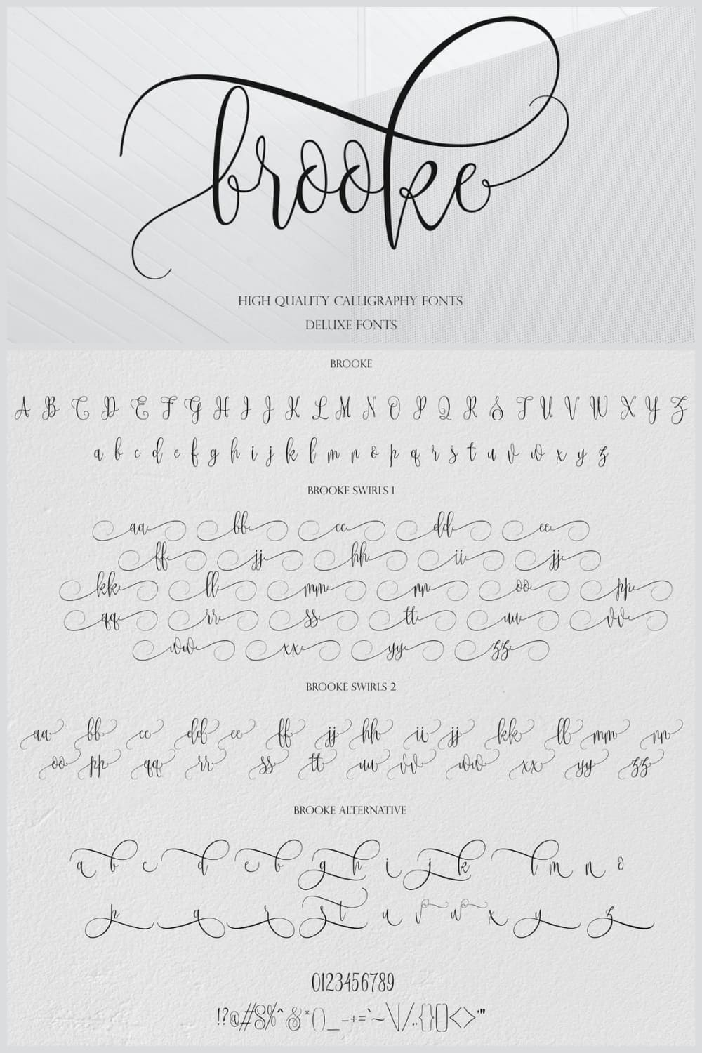 Letters of an ornate wedding font on a gray background.