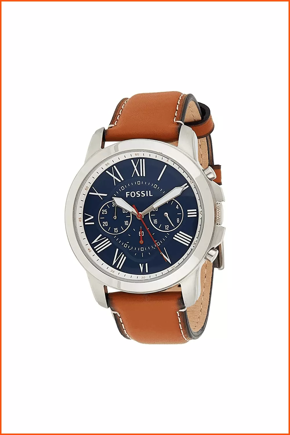 Fossil Men’s Grant Stainless Steel and Leather Chronograph Quartz Watch.