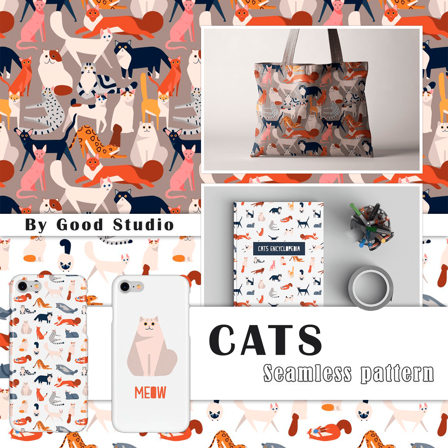 Cats seamless pattern cover.