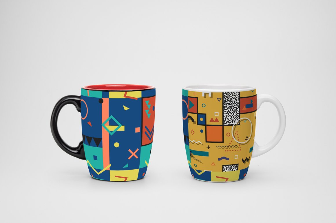 Creative cups with the geometric shapes.