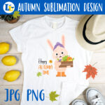 Cute Farmer Bunny Autumn Sublimation Design Cover Image.