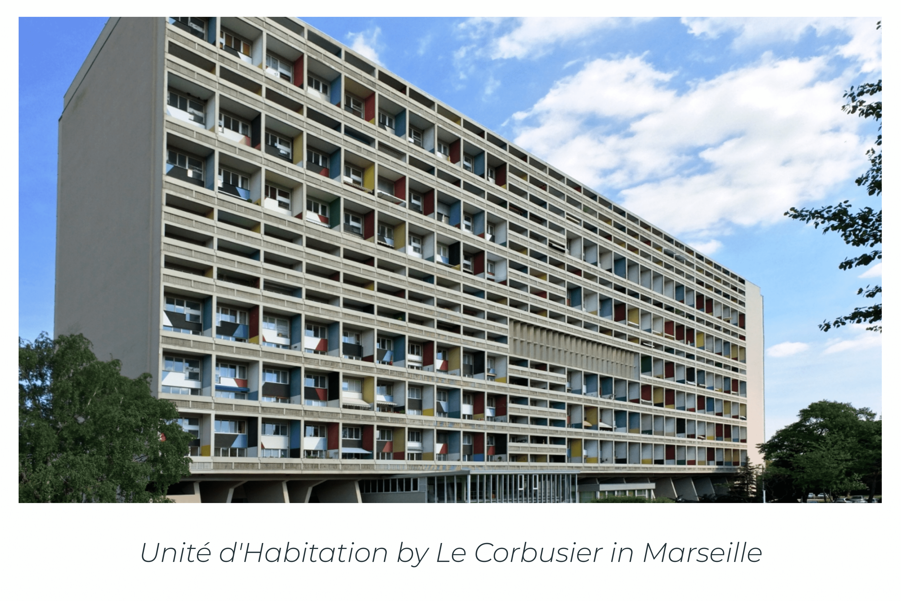 Unite d'Habitation by Le Corbusier in Marseille.
