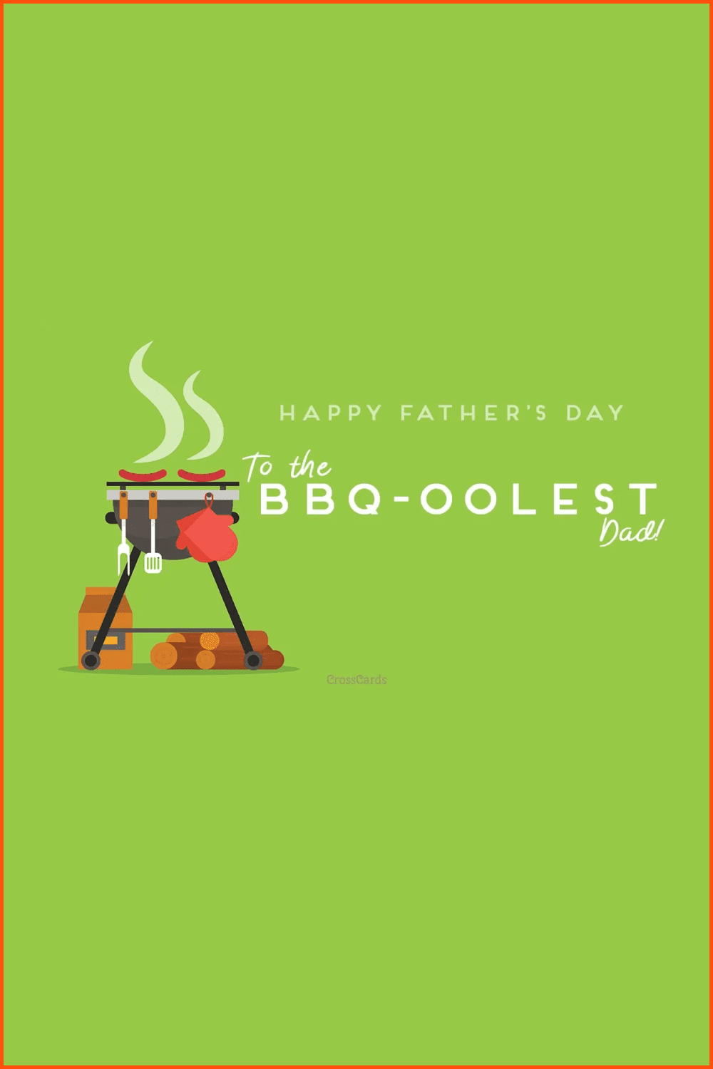 Image of a BBQ with meat and inscription BBQ-oolest Dad.