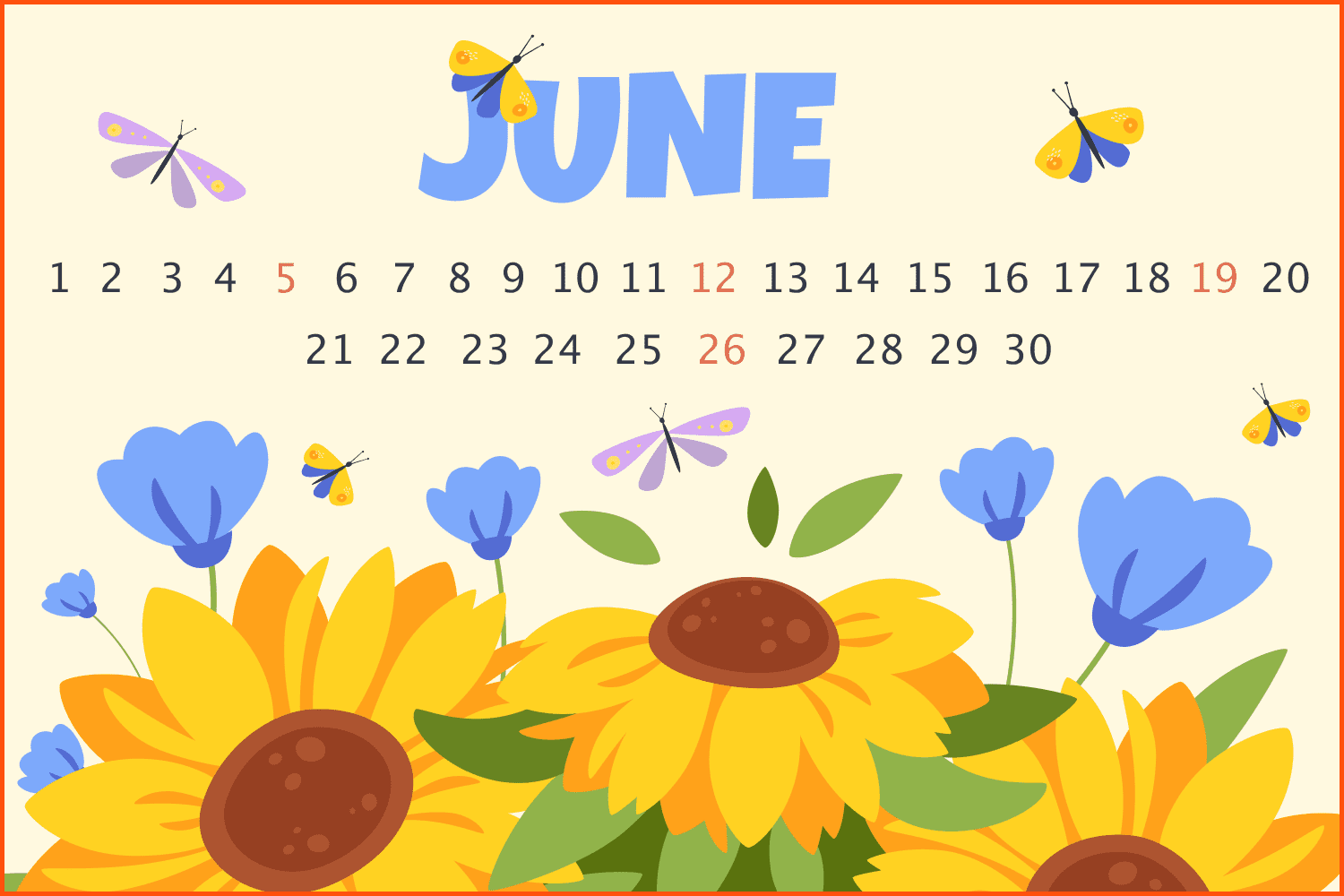 Ukraine Flowers Free June Calendar.