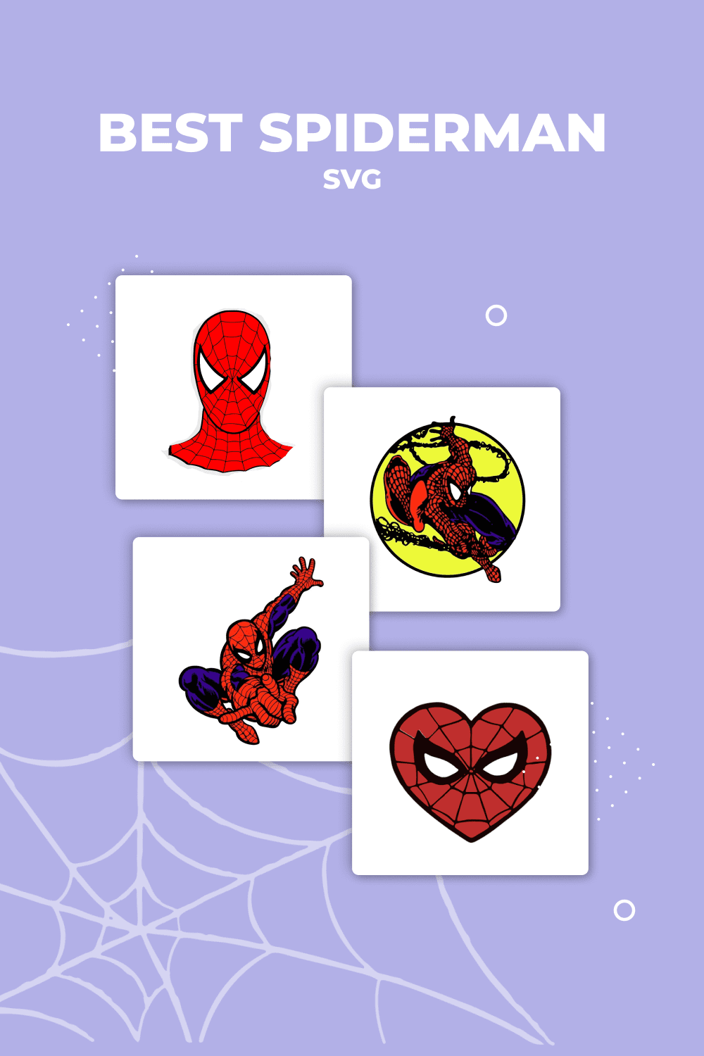 Spiderman sticker set on a purple background.