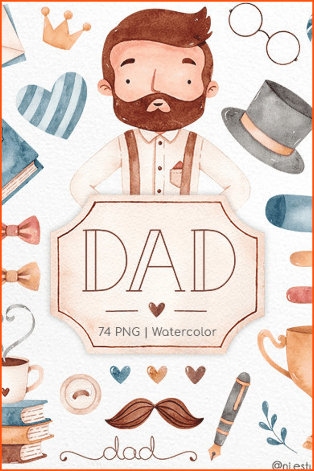 Dad Watercolor Clipart.