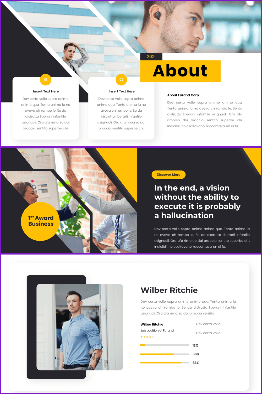 Yellow-black template with text and images.