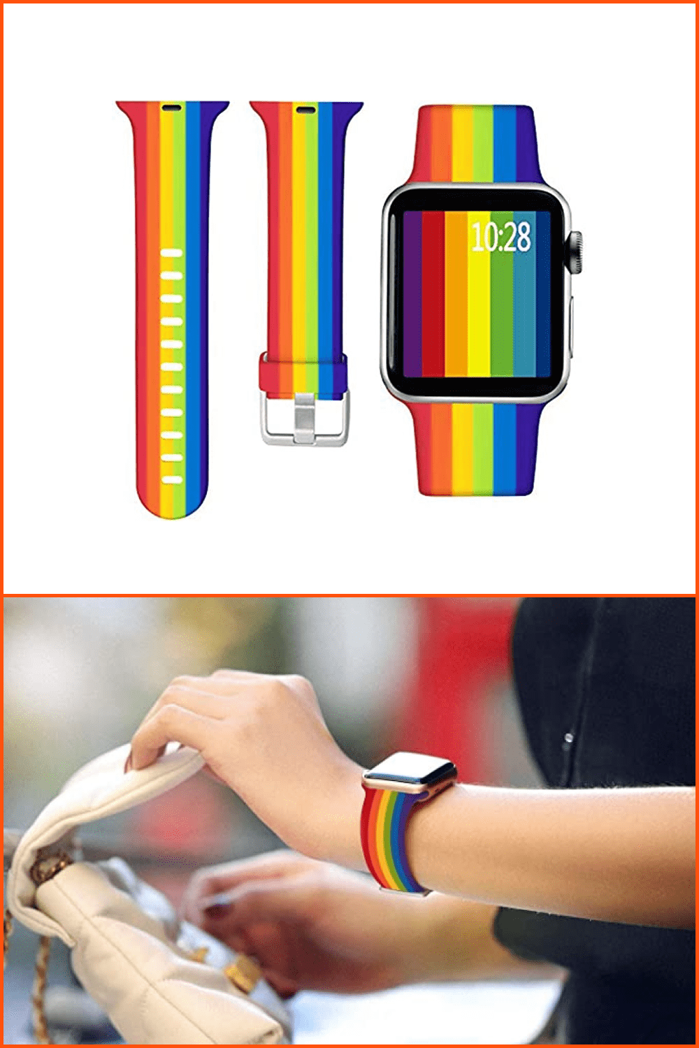 Rainbow Apple Watch strap.