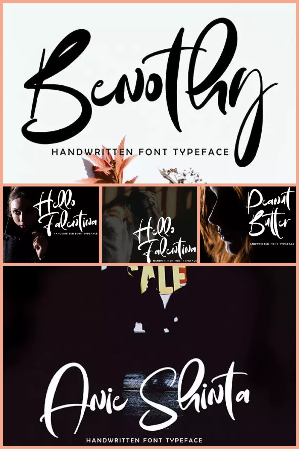 Chic and trendy script on a white and black backgrounds.