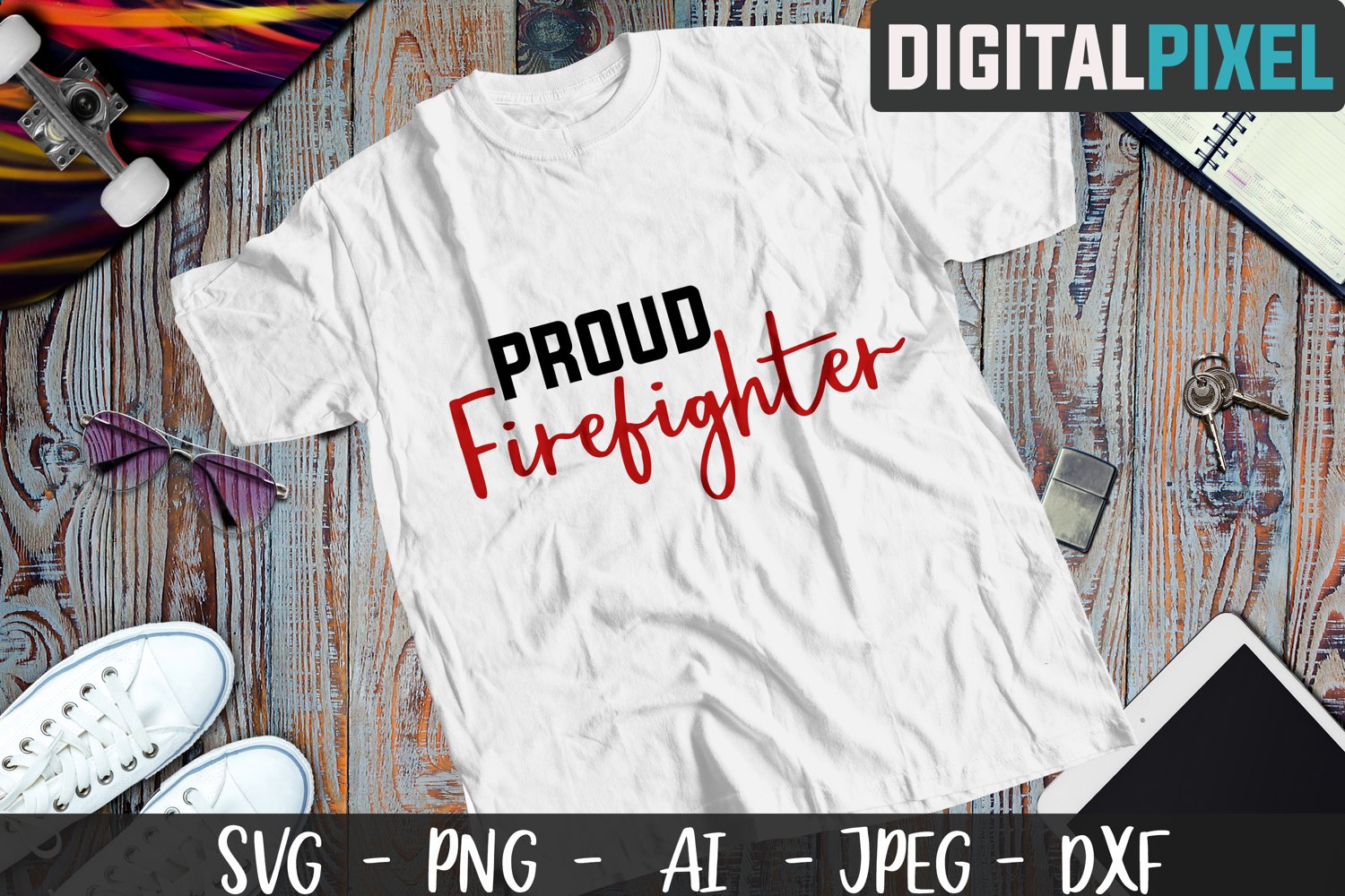 White t-shirt for firefighters.