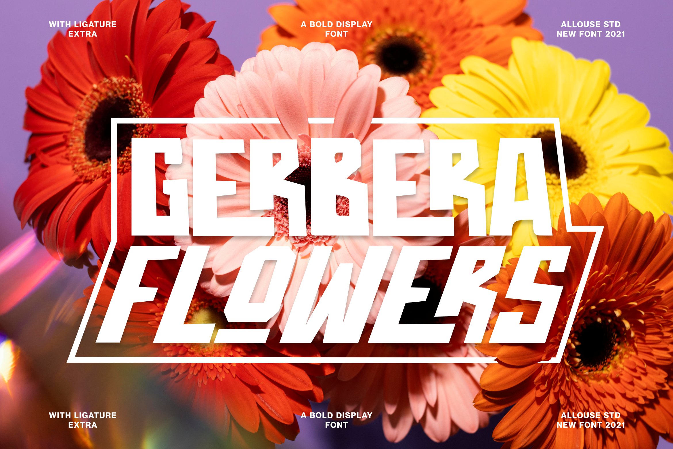 Flowers background with a bold font.