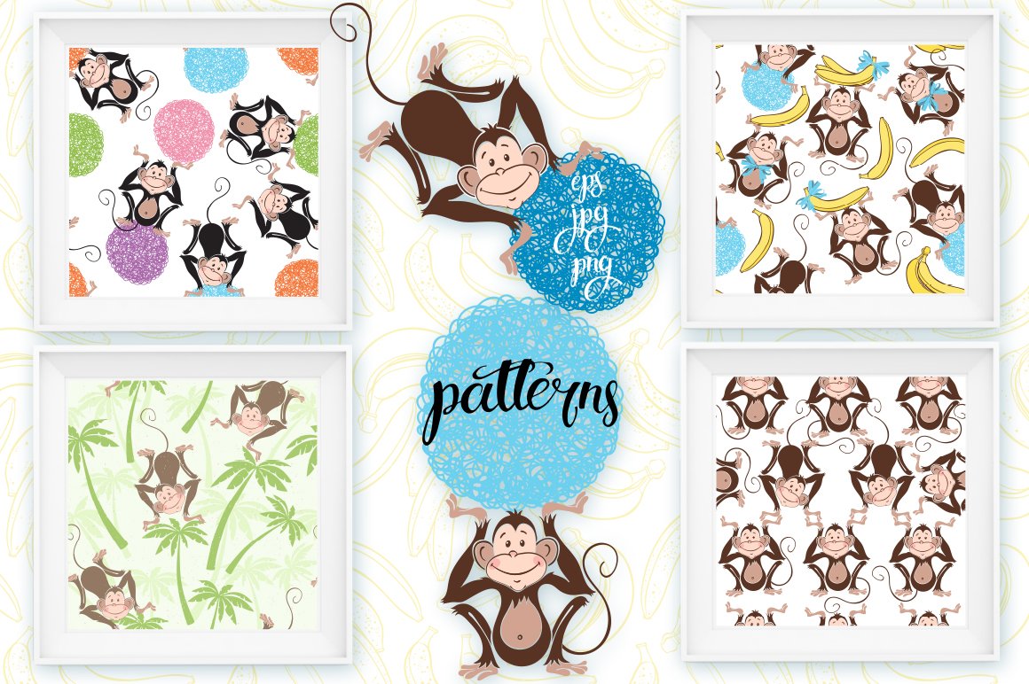 Diverse of the monkeys patterns.