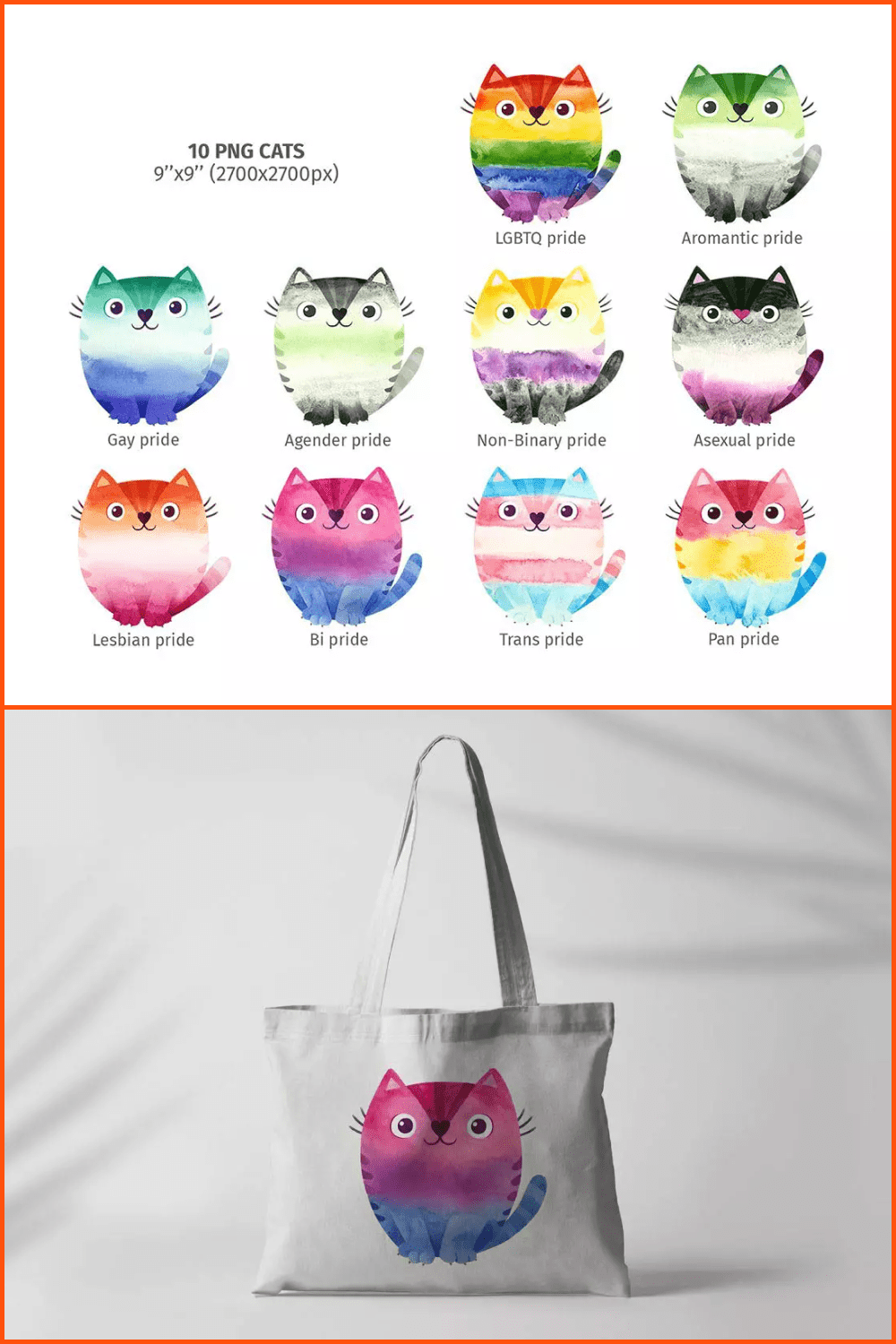 10 cute colorful cats.