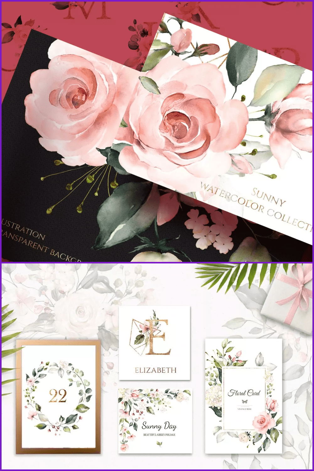 Envelops and post cards with pink roses.